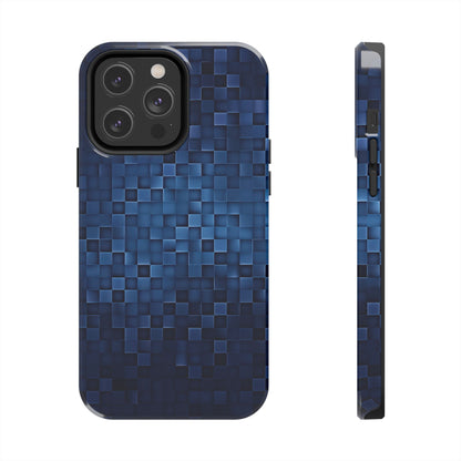 Coque de téléphone - Motif pixel bleu profond