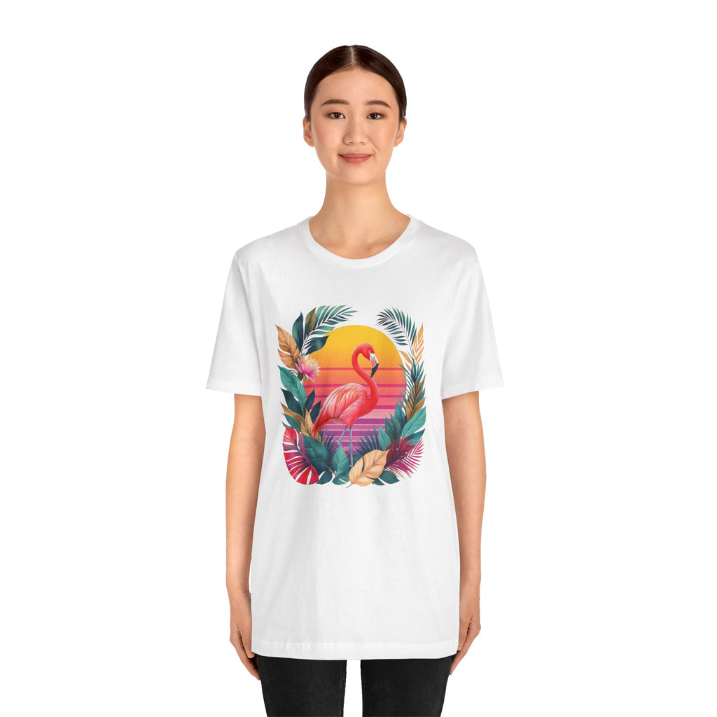 T-shirt Flamant Rose Tropical – Coucher de Soleil Vintage