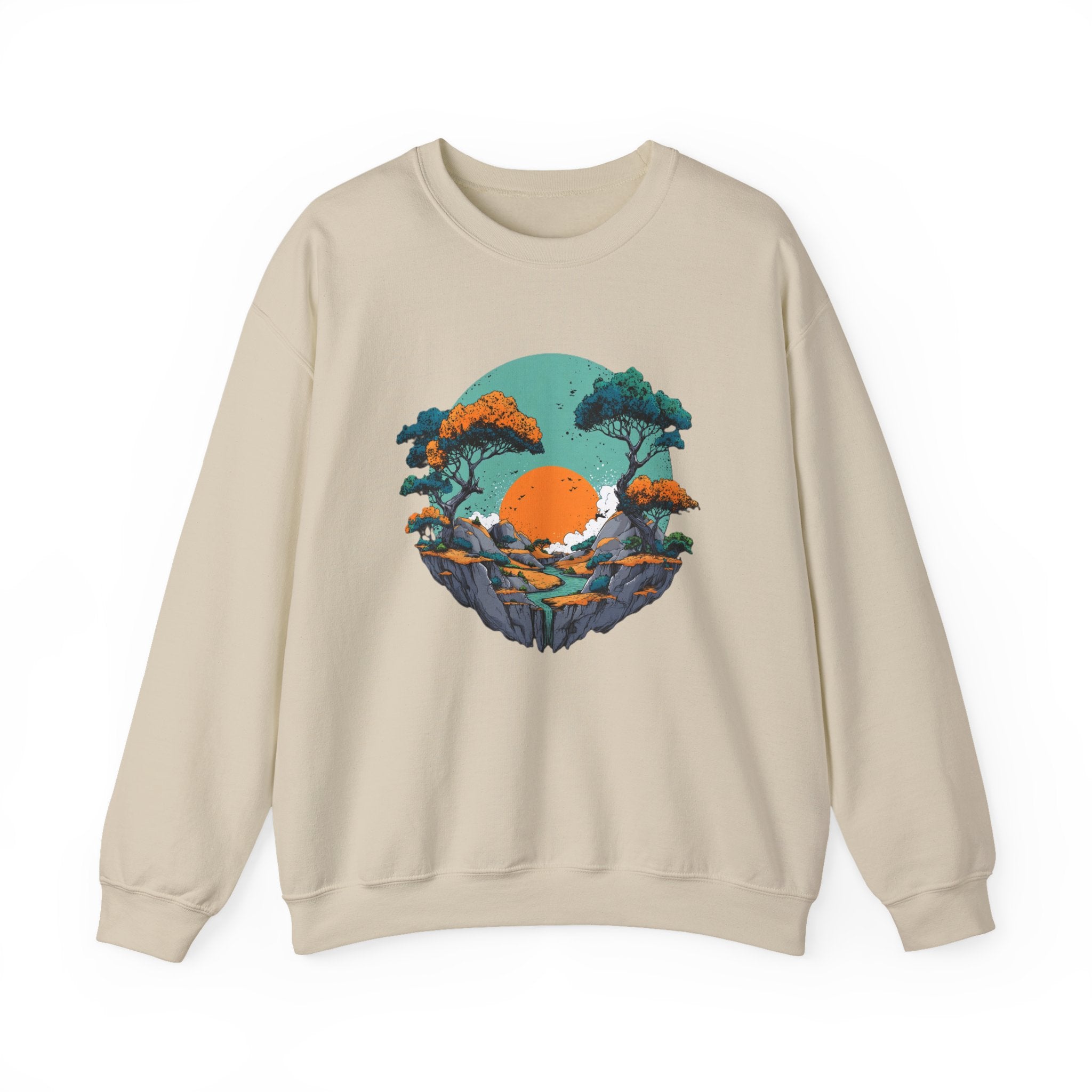 Colorful landscape print sweatshirt