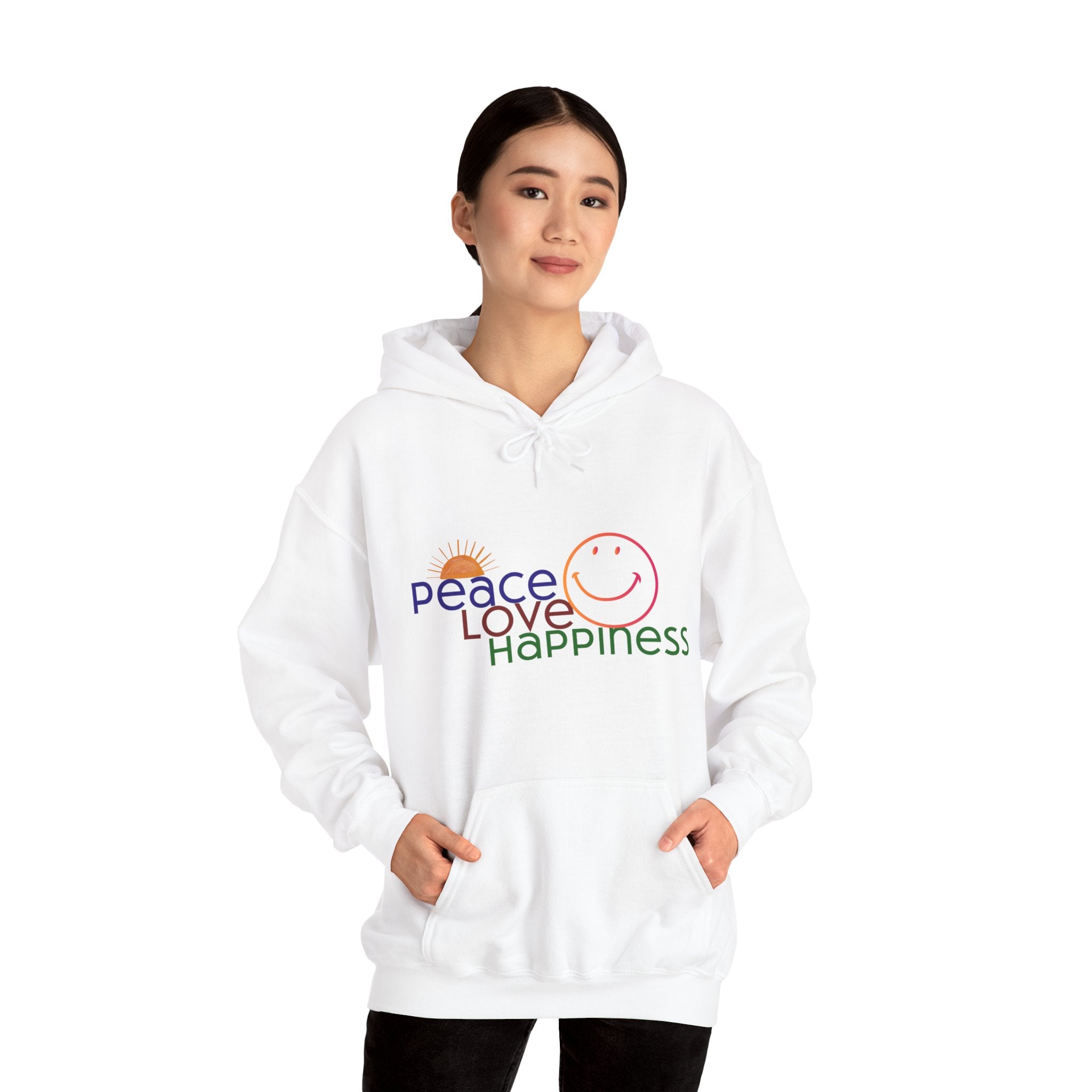 Hoodie - Peace Love Happiness Pattern