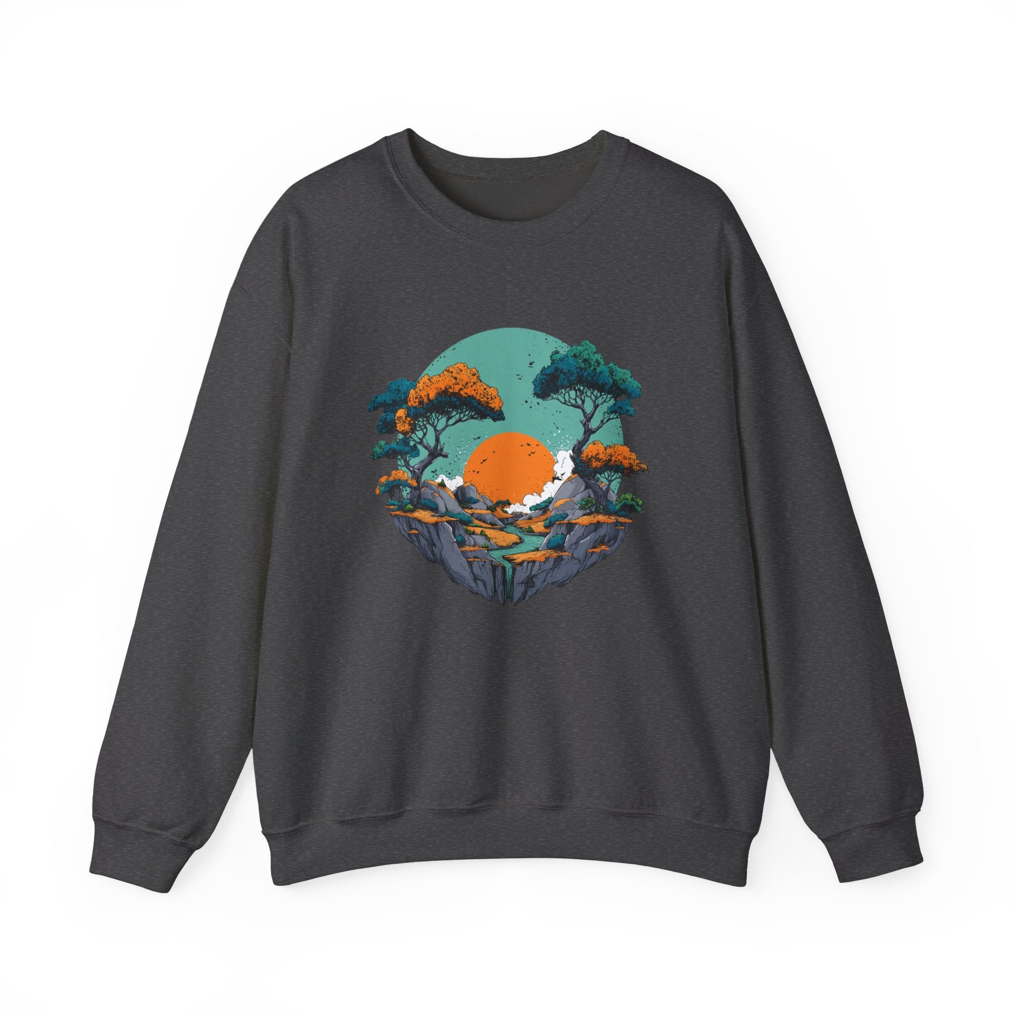 Colorful landscape print sweatshirt