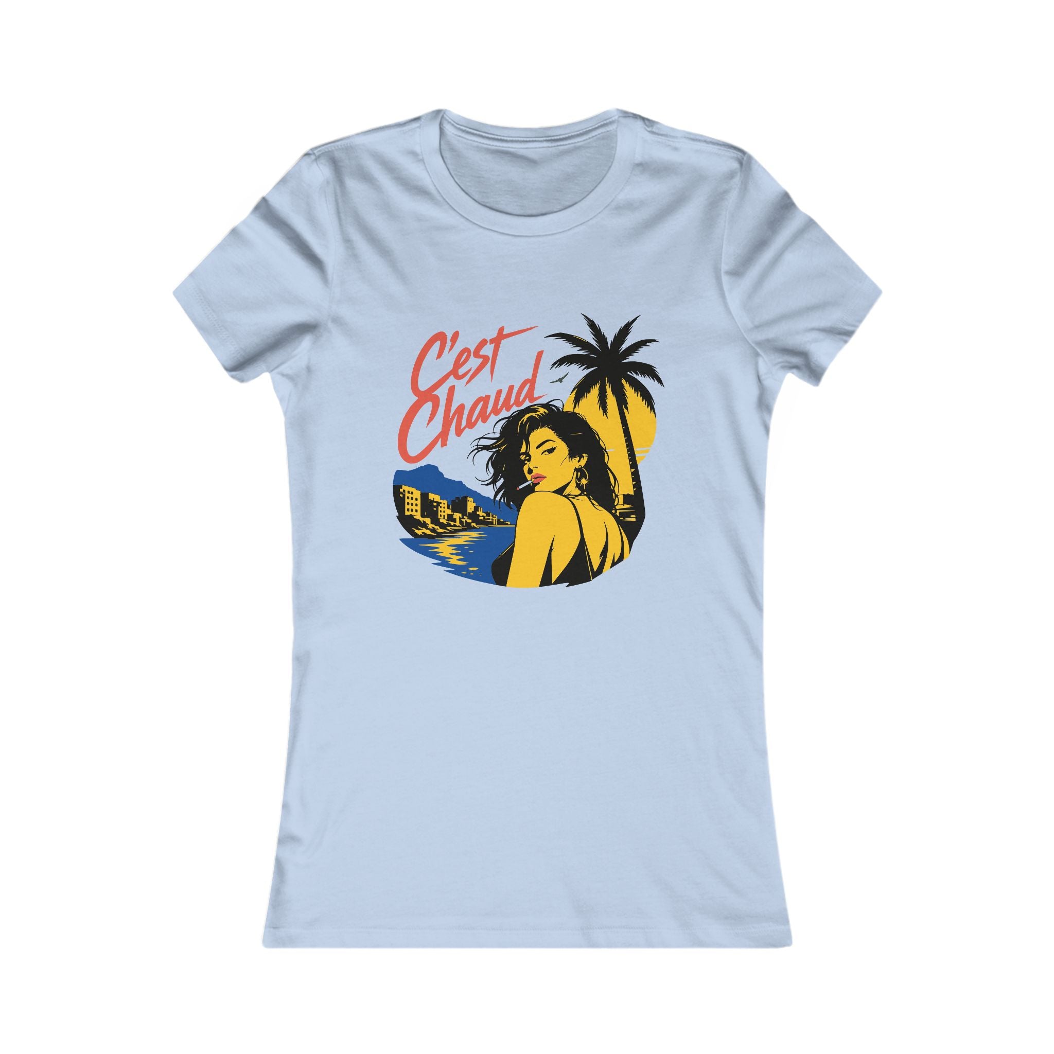 T-shirt Femme – « C'est Chaud » avec Graphique de Plage Rétro