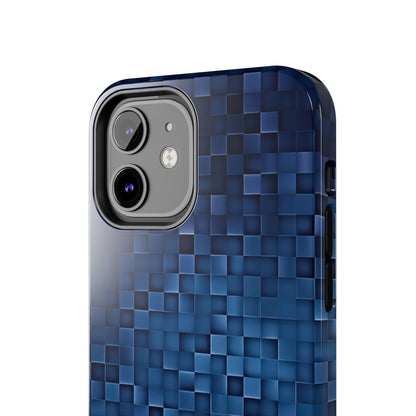 Coque de téléphone - Motif pixel bleu profond