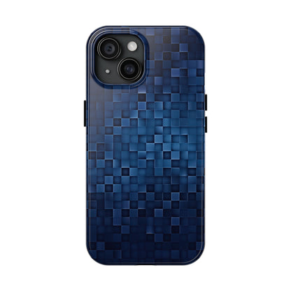 Coque de téléphone - Motif pixel bleu profond