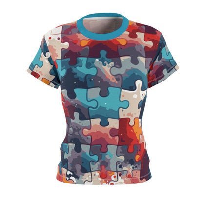 T-shirt femme - Motif pièces de puzzle colorées