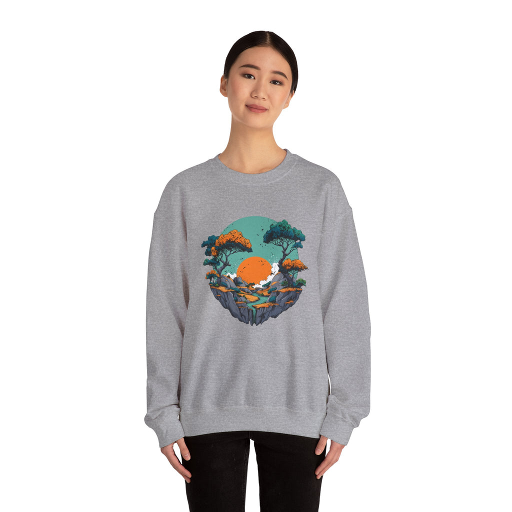 Colorful landscape print sweatshirt