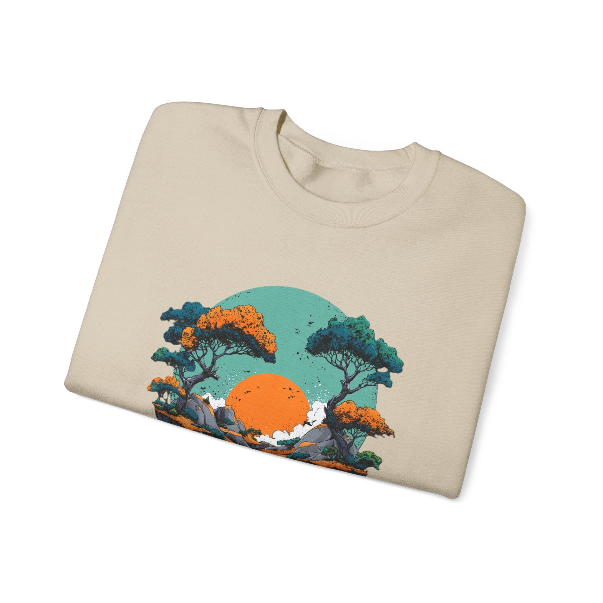 Colorful landscape print sweatshirt