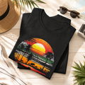 Sunset Safari Tee — Vintage Tropical Elephant & Palm Graphic