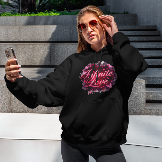 Design floral INFINITE LOVE sur hoodie