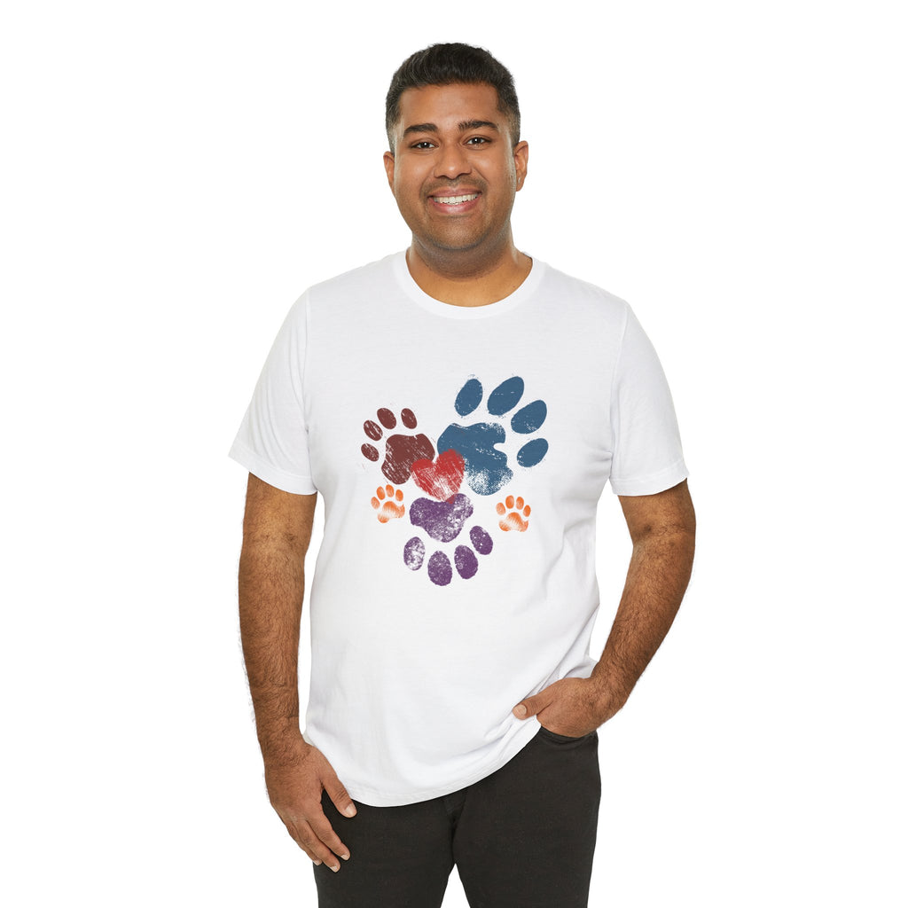 Animal Lover T-Shirt — Dog & Cat Paw Print Hearts | Trendy Unisex Tee