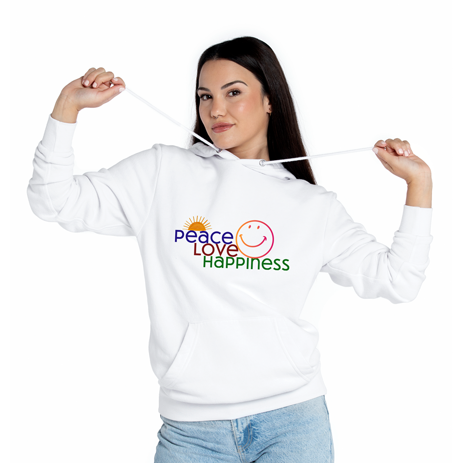 Hoodie - Peace Love Happiness Pattern