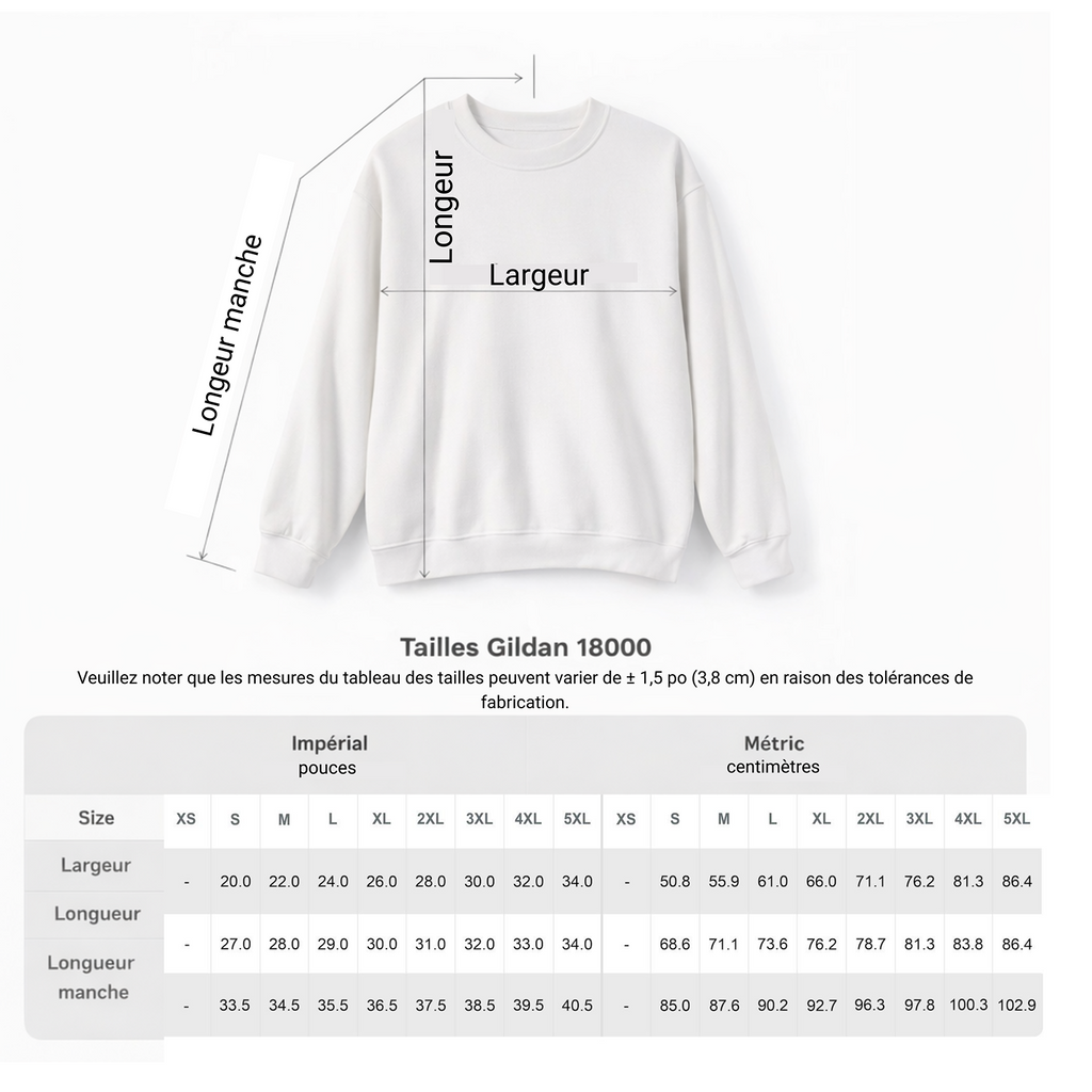 mesures sweatshirt 
