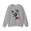 sweatshirt gris motif d'Afrique fleuris