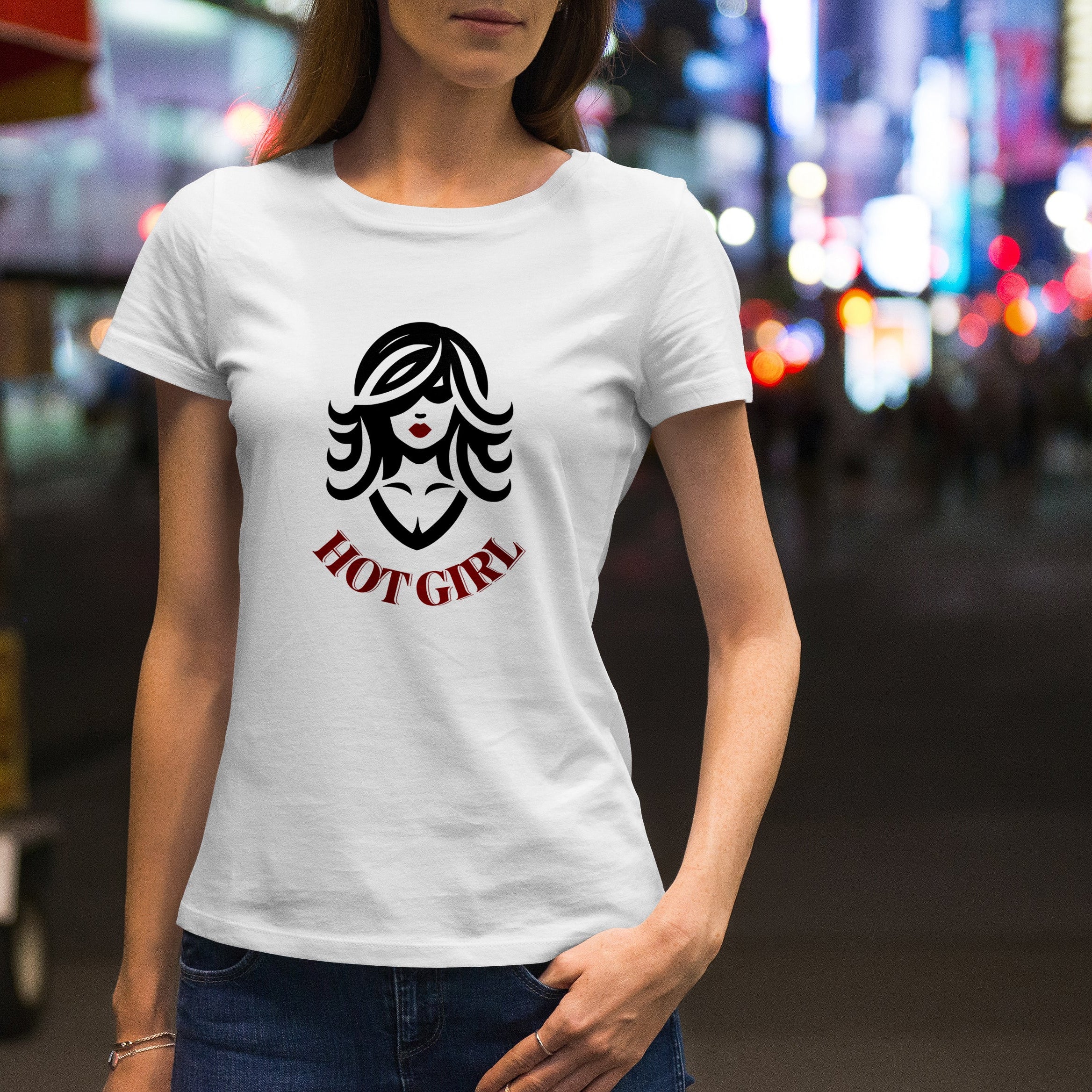 white tee girl