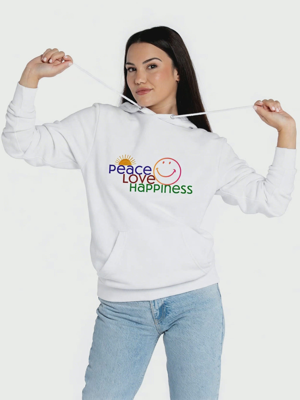 Hoodie - Peace Love Happiness Pattern