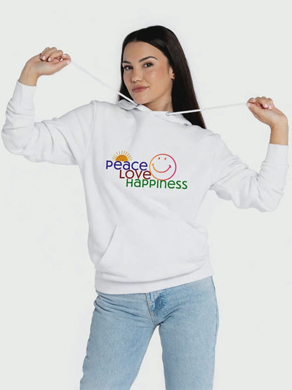 Sweat à capuche - Motif Paix Amour Bonheur