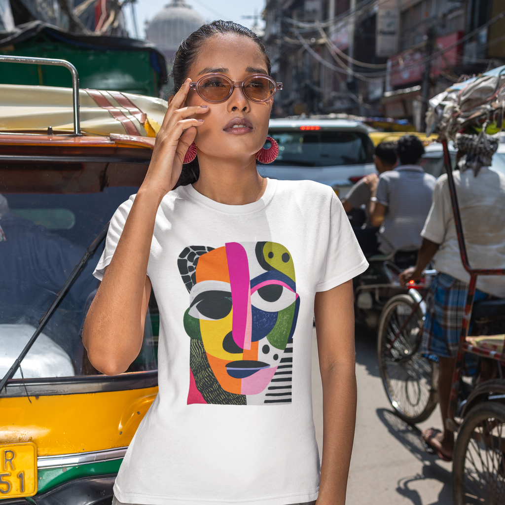Women's artistic face T-shirt