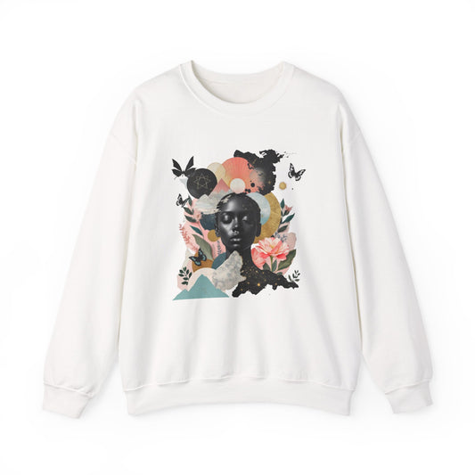 white sweatshirt floral motif art
