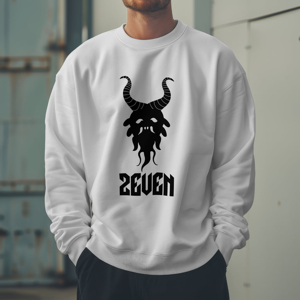 white sweatshirt for men evil